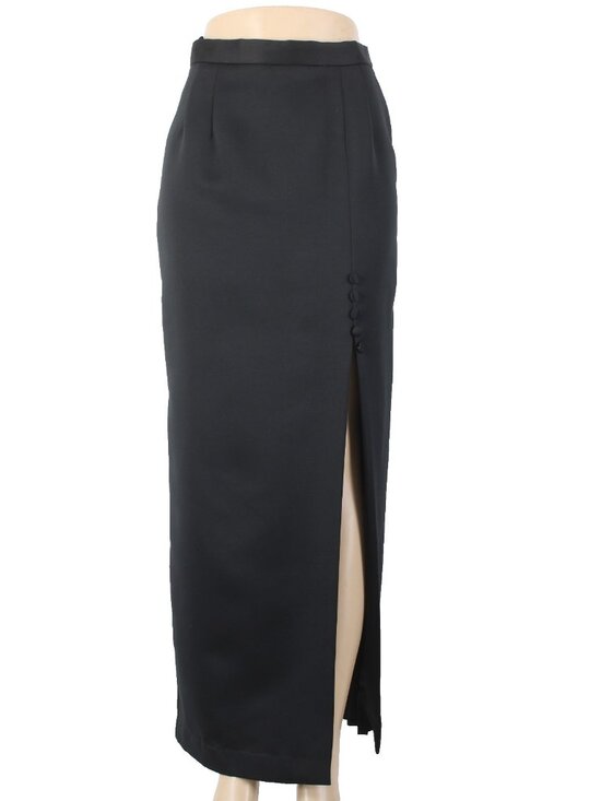 Alex Evenings Dresses & Skirts - Alex Evenings Skirt Sz 6 Black Satin Leg Slit Lined Polyester Acetate Skirt